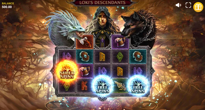 Loki's Descendants – Kígyó funkció bekapcsolódása átlós Wild szimbólumokkal